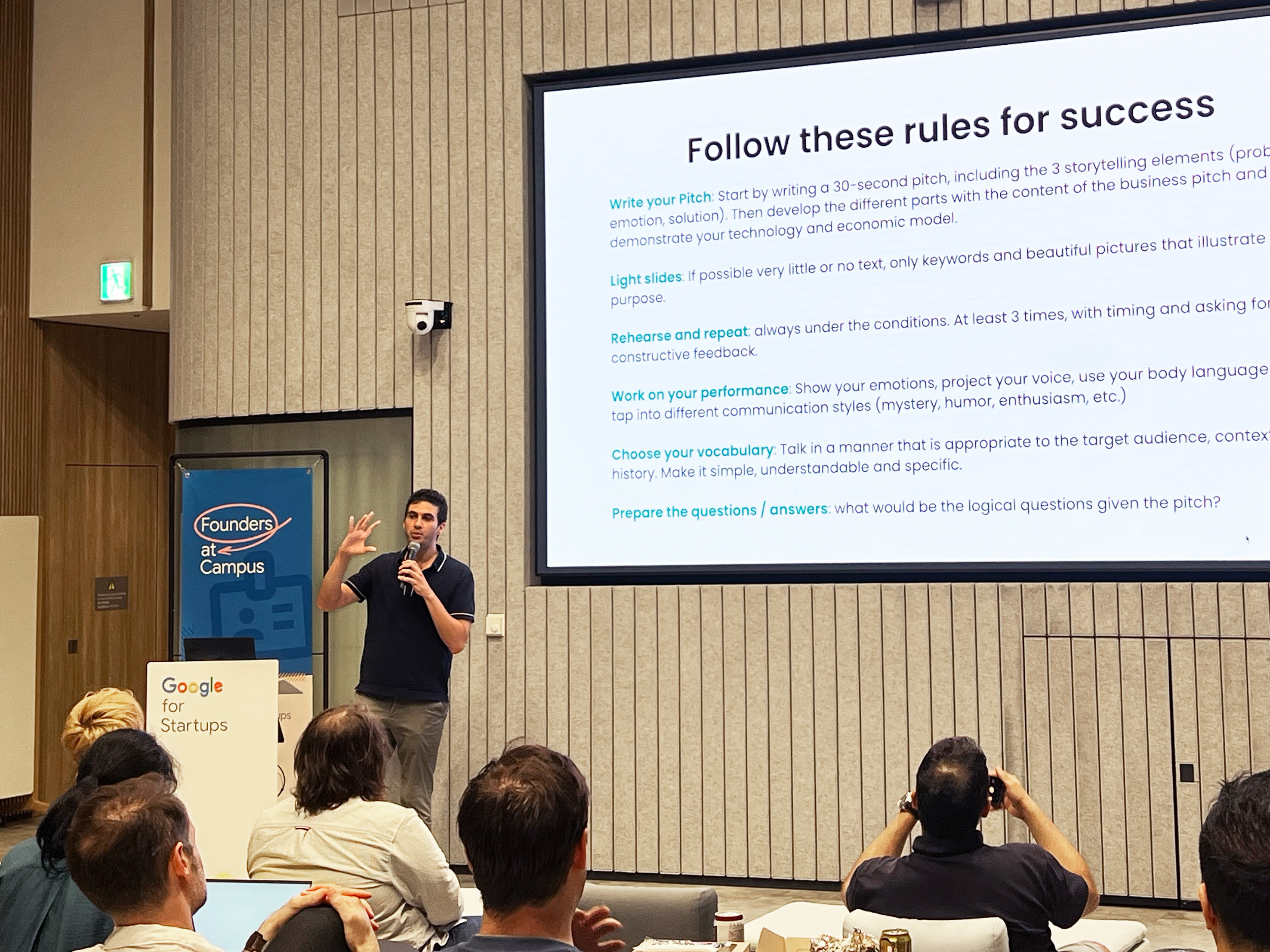 Sofian presenting at Google for Startups Tokyo